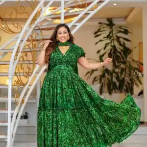 🌟 Swirls of Gold: Your New Go-To Glam Habesha Dress! 🌟 - Teal Gold