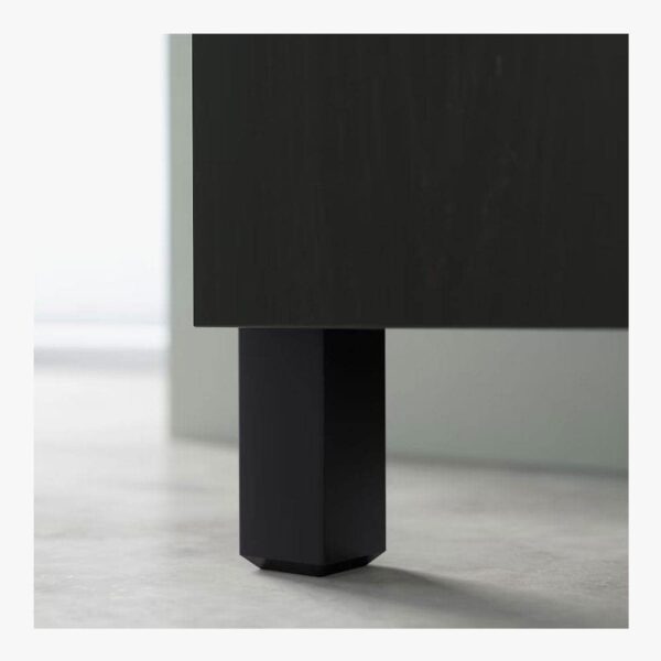TV bench with drawers and door, black-brown