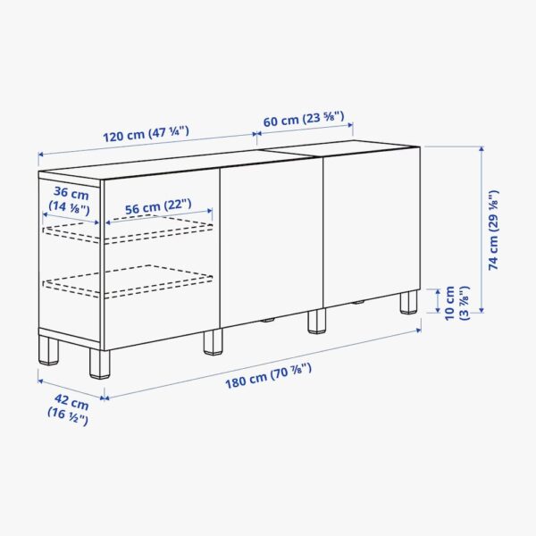 TV bench with drawers and door, black-brown