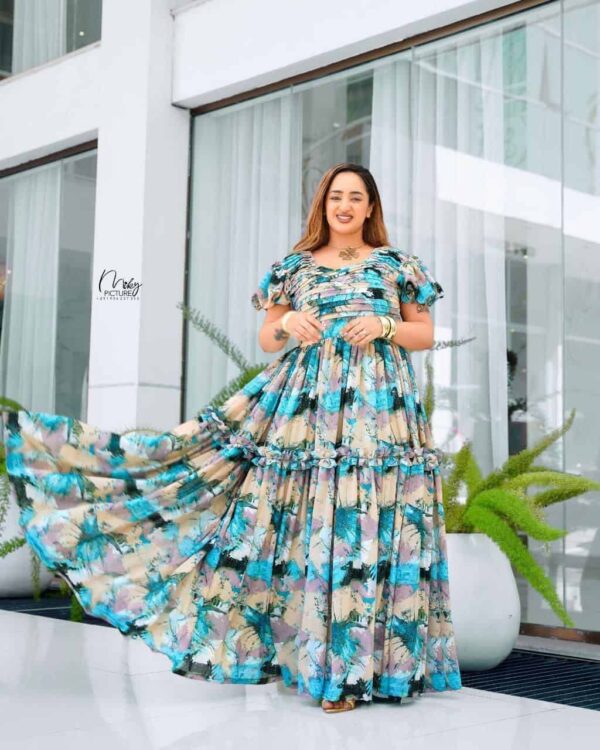 Ethiopean & Eritrean Habesha  –  Elegant Floral Maxi Dress , Lightweight & Full-Length Flow