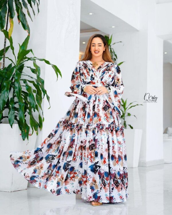 Ethiopean & Eritrean Habesha  –  Elegant Floral Maxi Dress , Lightweight & Full-Length Flow