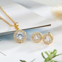 ፋሽን 18k ወርቅ የተለበጠ የጌጣጌጥ ስብስብ (necklace and Earring)