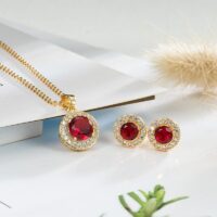 ፋሽን 18k ወርቅ የተለበጠ የጌጣጌጥ ስብስብ (necklace and Earring)