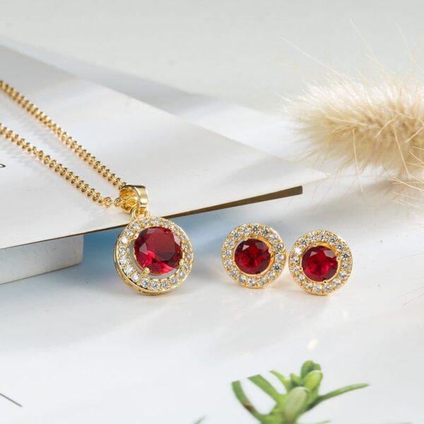 ፋሽን 18k ወርቅ የተለበጠ የጌጣጌጥ ስብስብ (necklace and Earring)