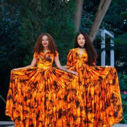 Elegant Earth Tones Habesha Chiffon Dress