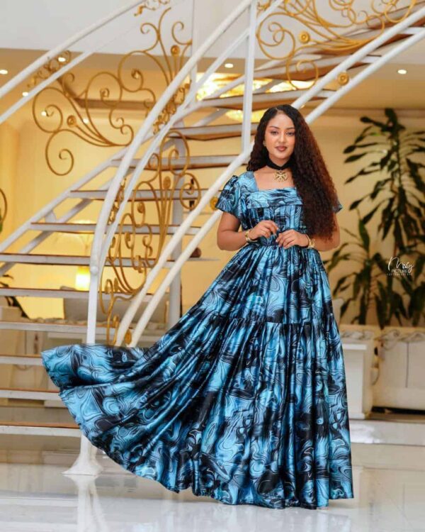 Elegant Earth Tones Habesha Chiffon Dress