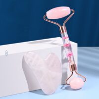 የፊት ውበት መጠበቂያ እና ማሳጅ for Habesha women  Jade Roller እና Gua Sha - (2-Piece Rose Quartz Beauty Facial Roller Set)