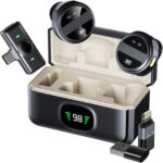 SX21 Magnetic Wireless Lavalier Microphone - 2-in-1 Dual Channel Noise Cancelling Mic with Charging Case for iPhone, Android (Type-C), & Camera | 20-Hour Battery Life for Vlogging, YouTube, & Interviews