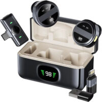 SX21 Magnetic Wireless Lavalier Microphone - 2-in-1 Dual Channel Noise Cancelling Mic with Charging Case for iPhone, Android (Type-C), & Camera | 20-Hour Battery Life for Vlogging, YouTube, & Interviews