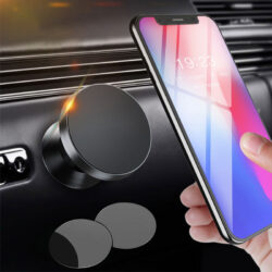 Magnetic Car Phone Mount - 360° Rotating Dashboard & Air Vent Cell Phone Holder with Metal Plates